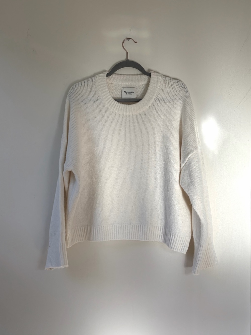 Abercrombie & Fitch Women's Cream Wedge Crewneck Sweater